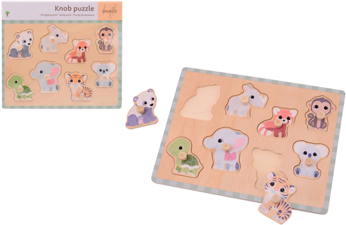 Jouéco The Wildies Family knopjespuzzel | 12 stuks